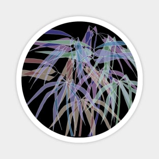 Bamboo Leaves - White Lines - Multycolor on Black Magnet